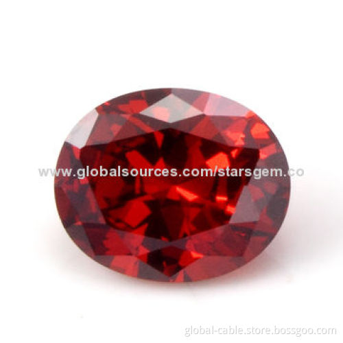 Oval Shape Garnet Color CZ Gemstones, Various Size and ShapeNew